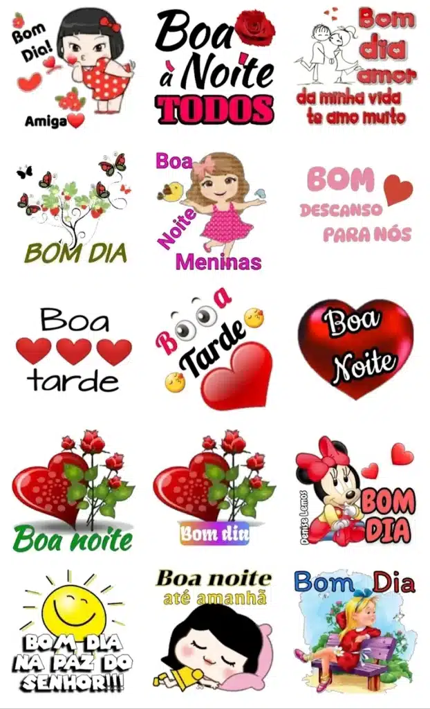 figurinhas, bom dia, boa noite
